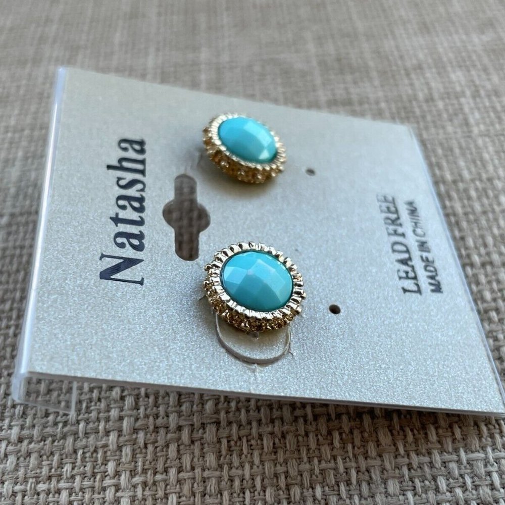 Natasha Women Earrings Stud Lead Free Gold Tone Ladies Earrings Jewelry New - Picture 3 of 11